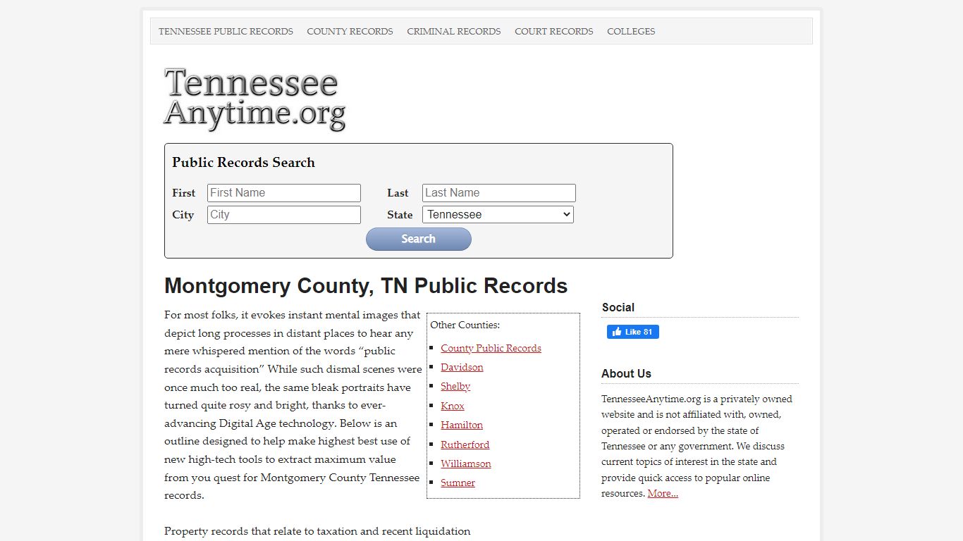 Montgomery County, TN Public Records