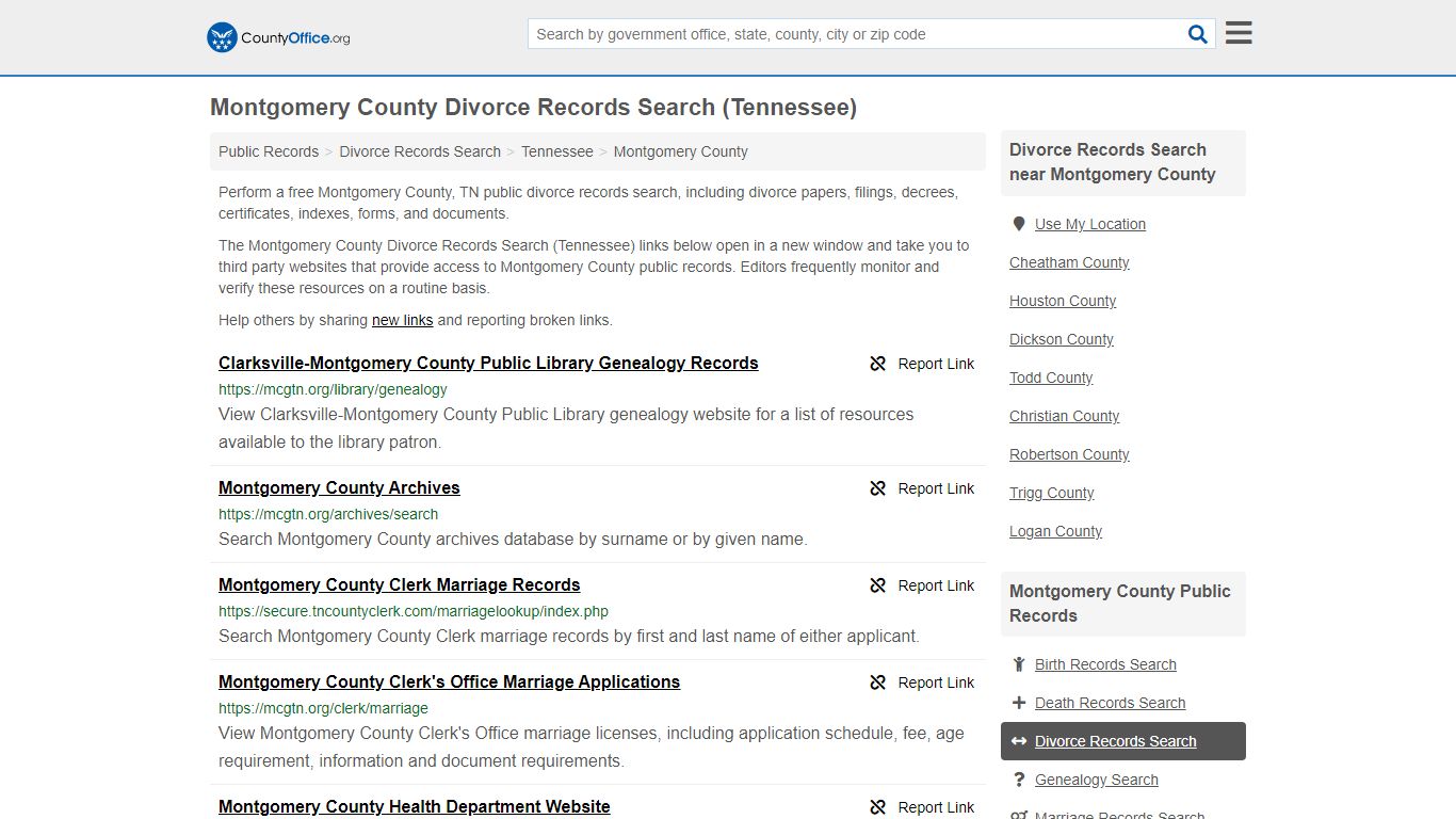 Divorce Records Search - Montgomery County, TN (Divorce ...